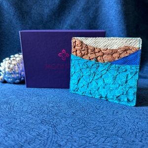 Orchid Blossom & Fish Leather Card Holder ~ New